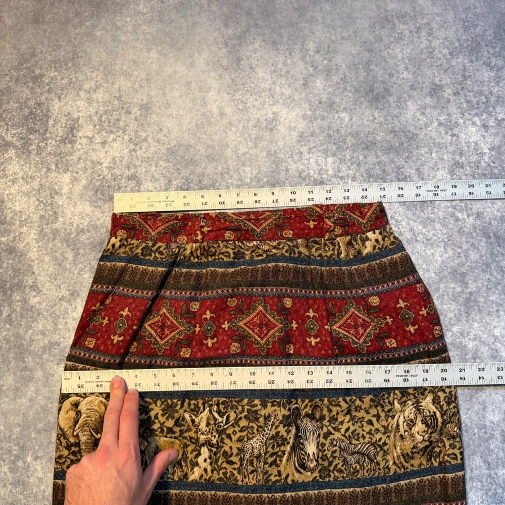 Vintage Sharon Young Sportswear Safari Animal Print Maxi Skirt Rayon Linen Sz 12 - Picture 4 of 7